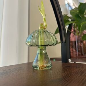 Green Glass Mushroom Vase